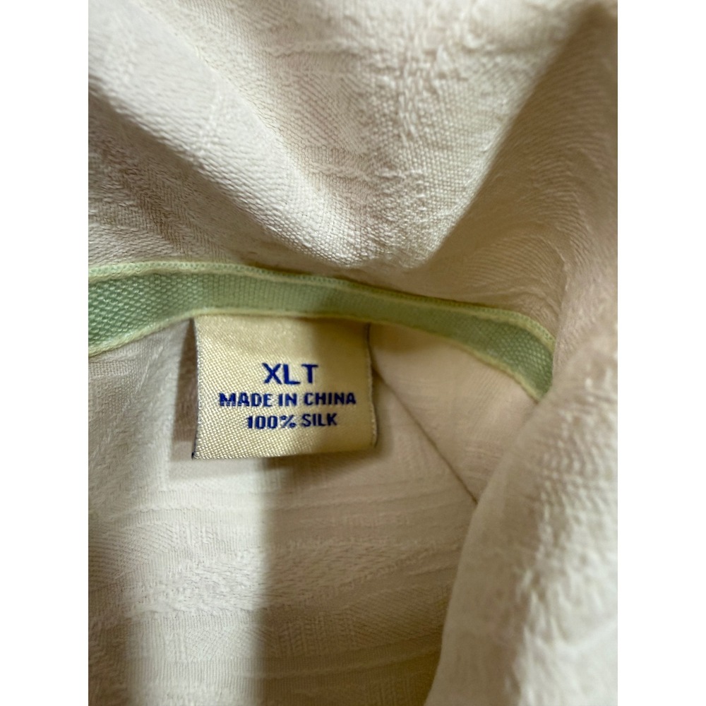 Tommy Bahama Mens XLT Silk Short Sleeve Button Down Shirt Cream Tropical Leaf - Picture 3 of 6